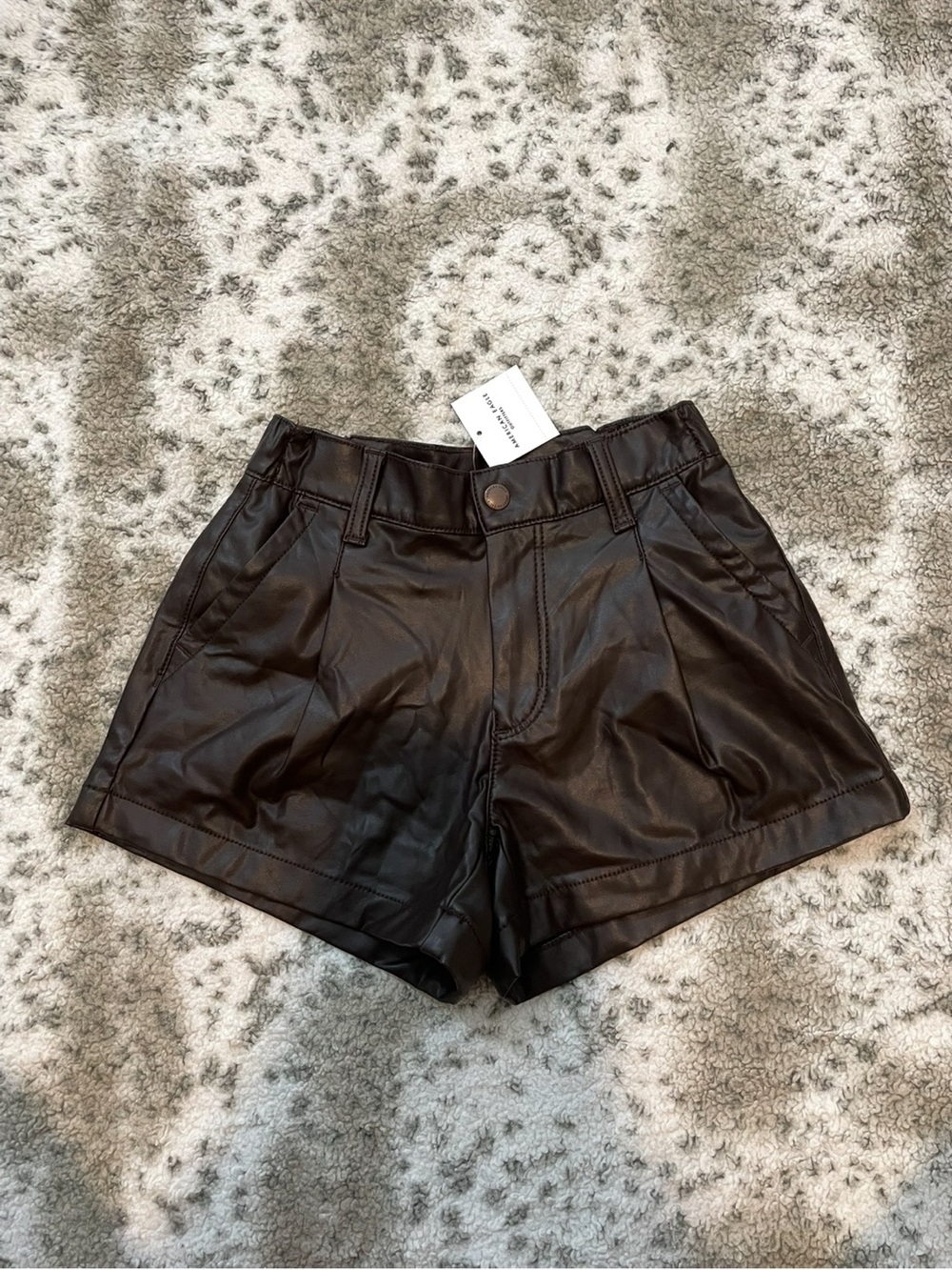 American Eagle faux leather high-rise trouser shorts